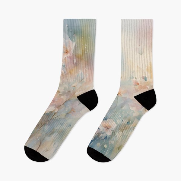 Item preview,  Watercolor Florals Pattern Pastel Gold  Blue Pink,  Feminine Romantic Elegant Pattern designed and sold by KolorellaS.