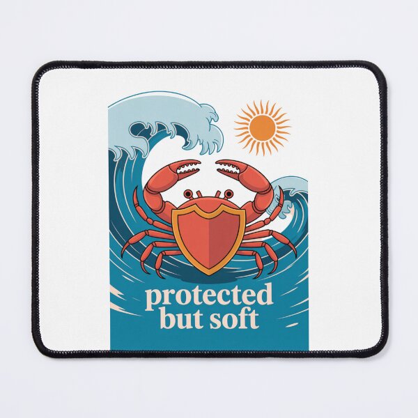 Item preview, Protected but Soft – Cute Crab with Heart Shell designed and sold by ArtByYunus.