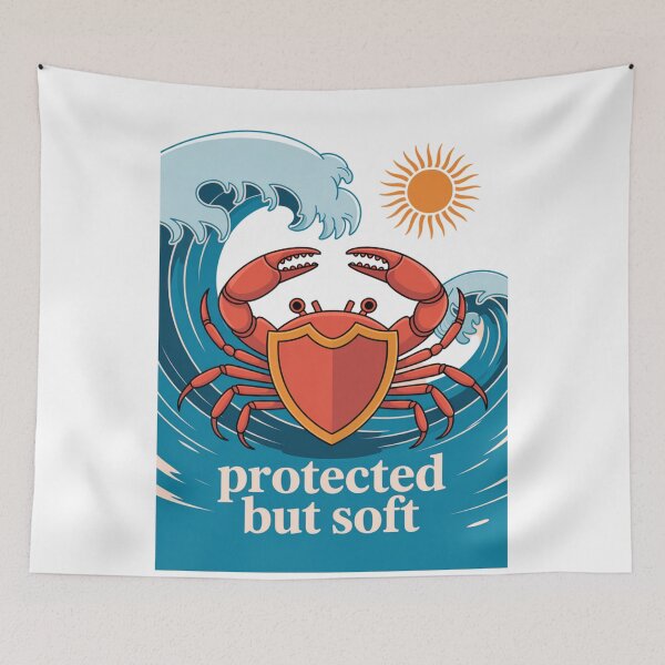 Item preview, Protected but Soft – Cute Crab with Heart Shell designed and sold by ArtByYunus.