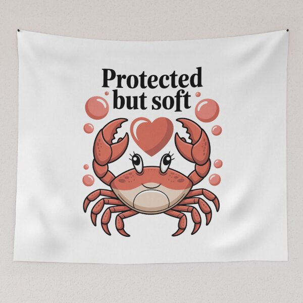 Item preview, Protected but Soft – Cute Crab with Heart Shell designed and sold by ArtByYunus.