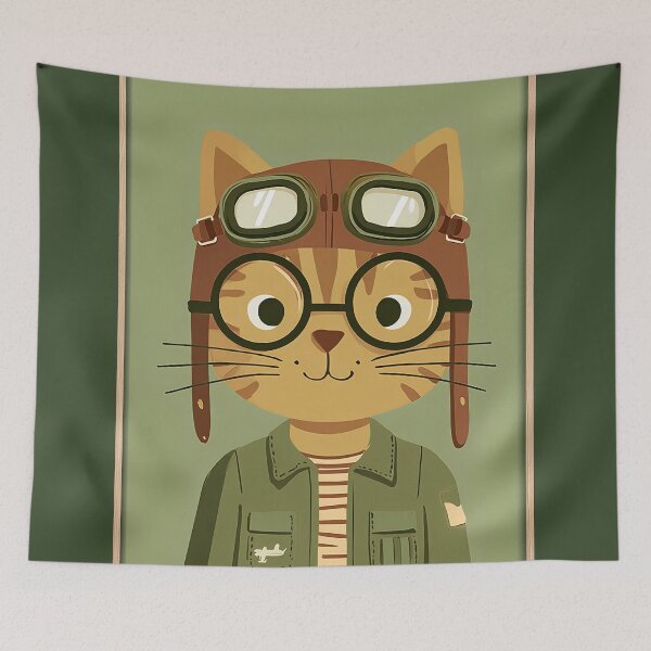 Item preview, Vintage Aviator Cat – Cute Retro Pilot Feline Illustration designed and sold by NaChomArtStudio.