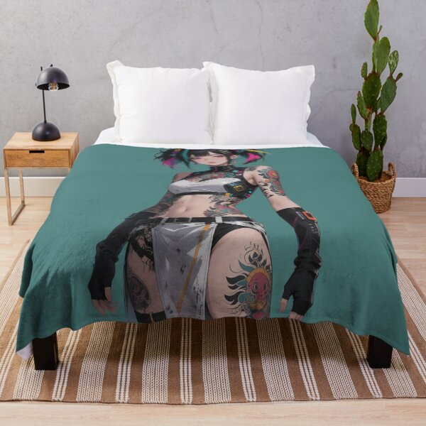 Item preview, Colorful Tattooed Punk Anime Girl – Neon Ink & Street Style Art designed and sold by Ping0686.