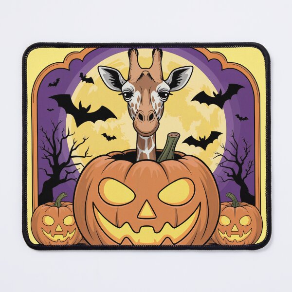Item preview, Cute Giraffe Halloween Illustration - Giraffe in Halloween Scene with Pumpkins and Bats designed and sold by YourSocialBae.