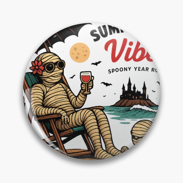 Item preview, Summerween Vibes Funny Spooky Mummy  Son Beach Scene Halloween Summer T-Shirt designed and sold by Trendora Studio.