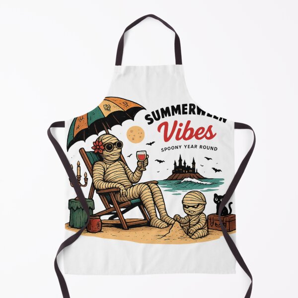 Item preview, Summerween Vibes Funny Spooky Mummy Son Beach Scene Halloween Summer T-Shirt designed and sold by Trendora Studio.