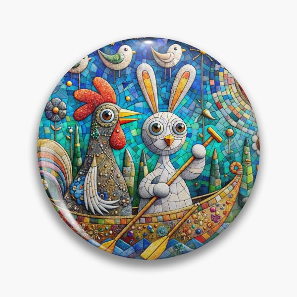Item preview, Rooster and Bunny adrift on Gentle Waters designed and sold by M-Y-A-R-T-.