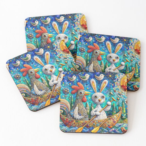 Item preview, Rooster and Bunny adrift on Gentle Waters designed and sold by M-Y-A-R-T-.