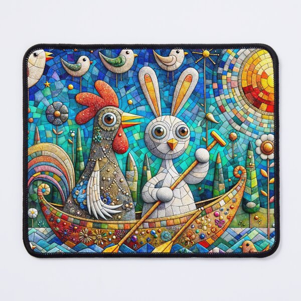 Item preview, Rooster and Bunny adrift on Gentle Waters designed and sold by M-Y-A-R-T-.