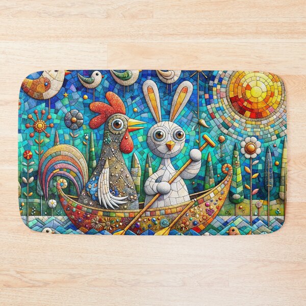 Item preview, Rooster and Bunny adrift on Gentle Waters designed and sold by M-Y-A-R-T-.