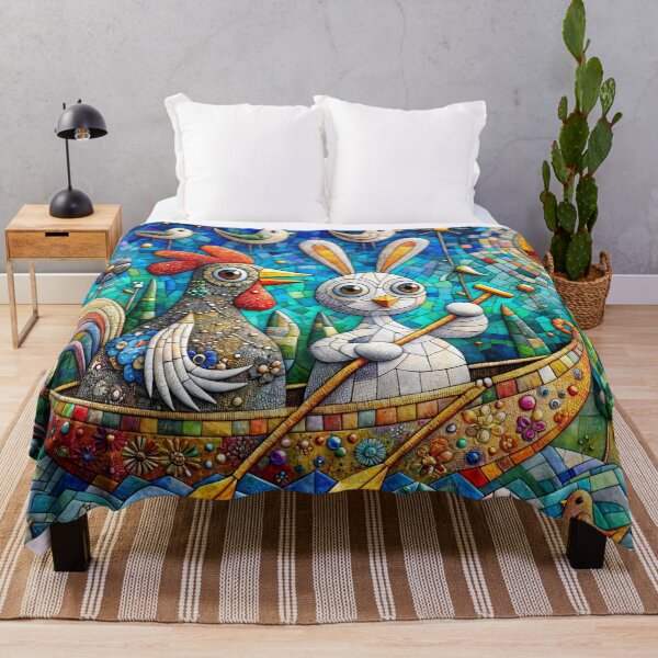 Item preview, Rooster and Bunny adrift on Gentle Waters designed and sold by M-Y-A-R-T-.