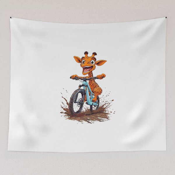 Item preview, "Giraffe Riding a Bicycle" Men's T-Shirt – Fun Kitten Wheelie Graphic & Eco-Friendly Fashion designed and sold by Colorful-Garden.