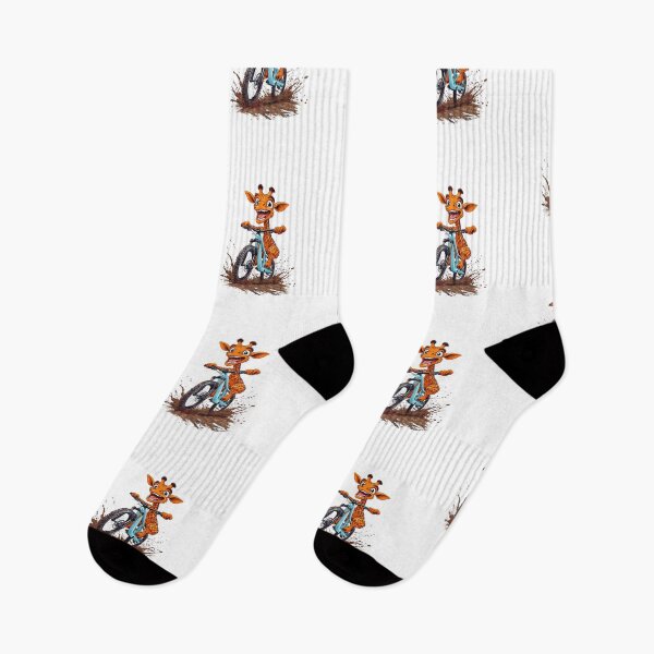 Item preview, "Giraffe Riding a Bicycle" Men's T-Shirt – Fun Kitten Wheelie Graphic & Eco-Friendly Fashion designed and sold by Colorful-Garden.