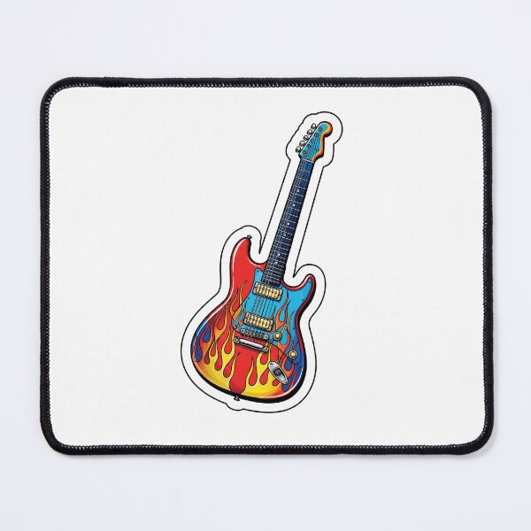 Item preview, Retro Flames Electric Guitar – Bold Comic Style Music Design designed and sold by 001Haiba.