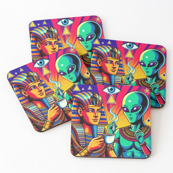Item preview, Pharaoh and alien enjoying coffee  designed and sold by Dogandesighn.