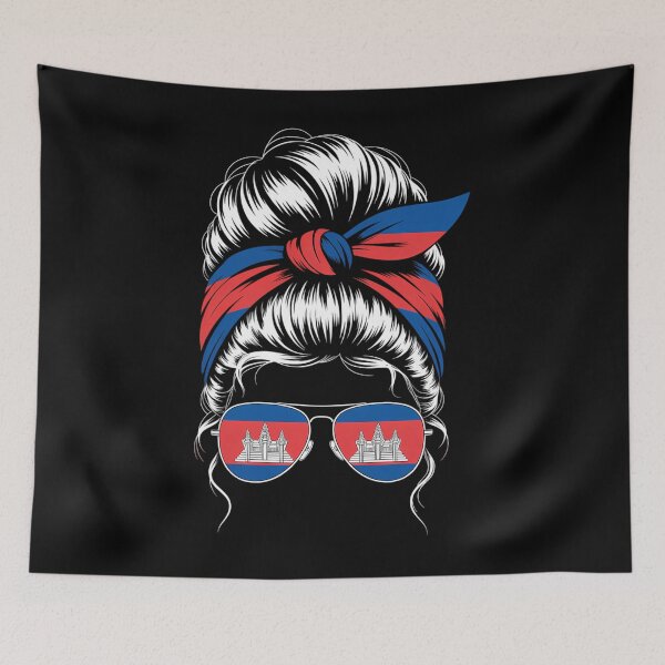 Item preview, Messy Hair Bun Cambodia Flag Cambodian designed and sold by aidenpier.