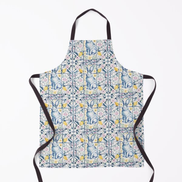 Item preview, Cute Rabbit Portuguese Tile – Floral Pattern designed and sold by imaginefountain.