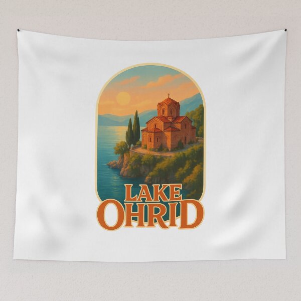 Item preview, Sunset Over Lake Ohrid and Saint John Kaneo Church designed and sold by Aryabek.