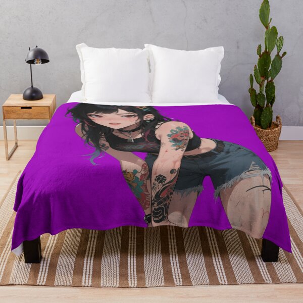 Item preview, Colorful Tattooed Punk Anime Girl – Neon Ink & Street Style Art designed and sold by Ping0686.