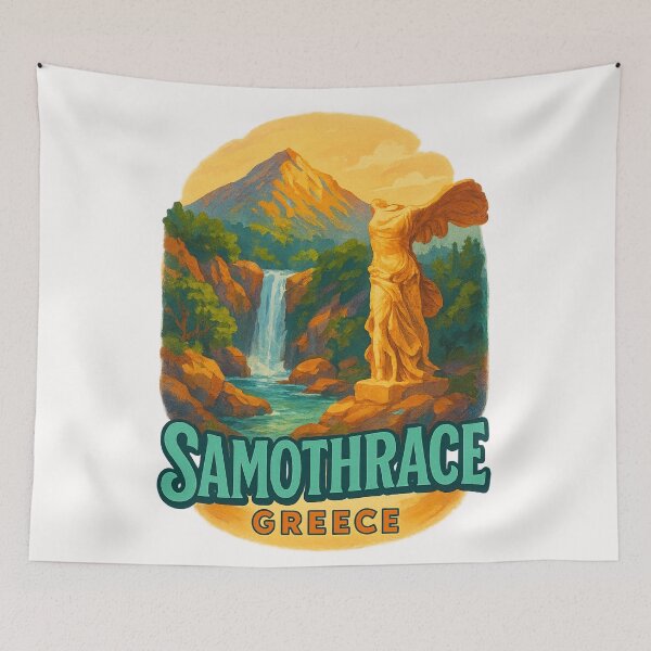 Item preview, Samothrace Island with Winged Victory and Waterfall designed and sold by Places On Earth.
