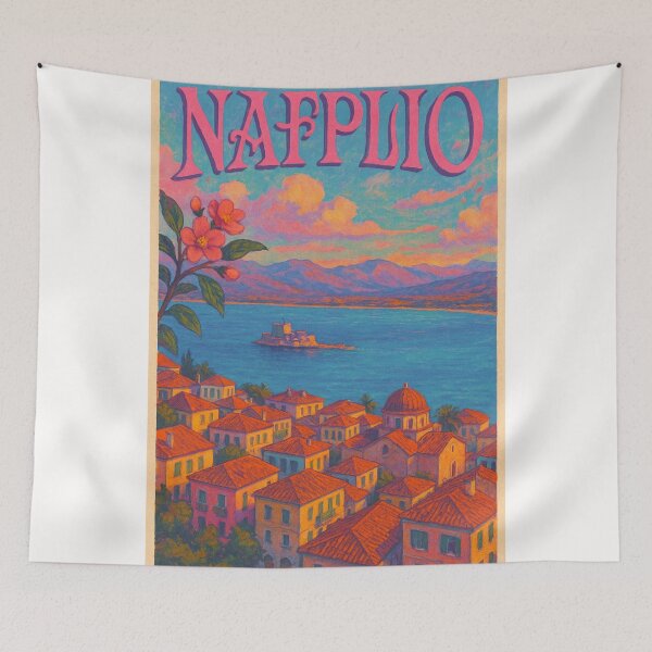 Item preview, Colorful Rooftops of Nafplio, Greece at Sunset designed and sold by Places On Earth.