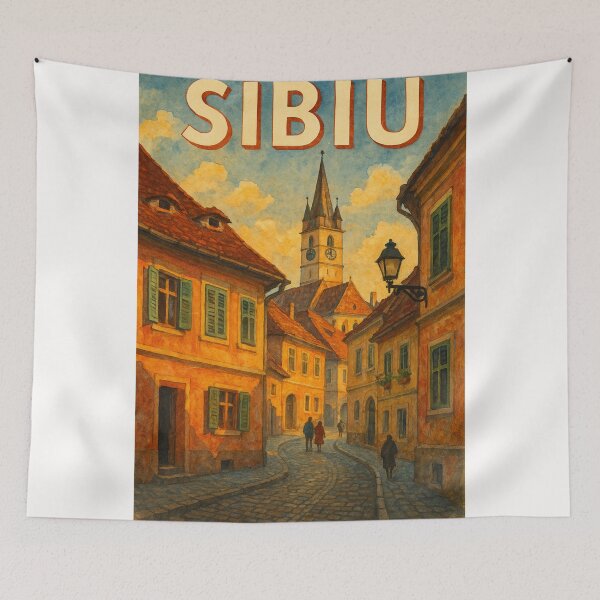 Item preview, Evening Glow in Old Town Sibiu, Romania designed and sold by Places On Earth.