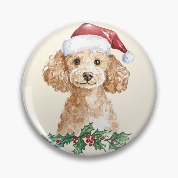 Artikelvorschau, Süßer Weihnachtspudel mit Weihnachtsmütze – Weihnachts-Aquarell-Hundekunst entworfen und verkauft von TastefulDesigns.