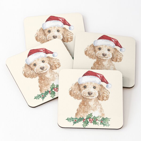 Item preview, Cute Christmas Poodle in Santa Hat – Holiday Watercolor Dog Art designed and sold by TastefulDesigns.