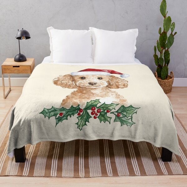 Item preview, Cute Christmas Poodle in Santa Hat – Holiday Watercolor Dog Art designed and sold by TastefulDesigns.