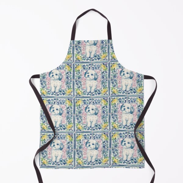 Item preview, Cute Dog Portuguese Tile – Mediterranean Floral Vintage Pattern designed and sold by imaginefountain.