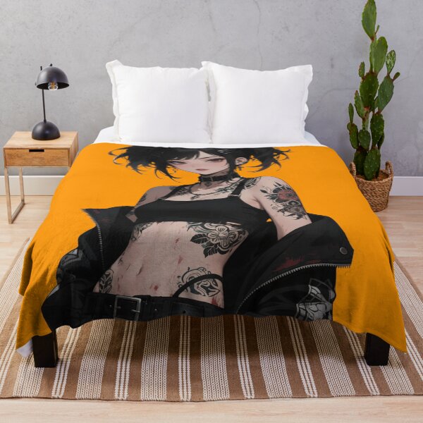 Item preview, Colorful Tattooed Punk Anime Girl – Neon Ink & Street Style Art designed and sold by Ping0686.