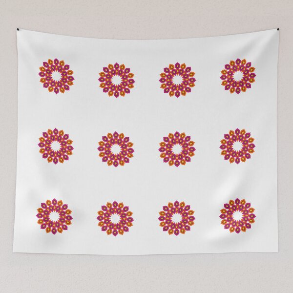 Artikelvorschau, Farbenfrohes Mandala-Design – Lebendiges Boho-Blumenmuster in Magenta und Orange entworfen und verkauft von PriorArtHouse.