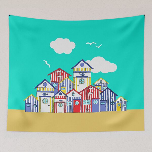 Item preview, Coastal Beach Huts Scene designed and sold by HotHibiscus.