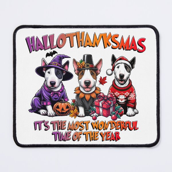 Item preview, Bull Terrier Halloween Thanksgiving Christmas designed and sold by doodIllustrate.
