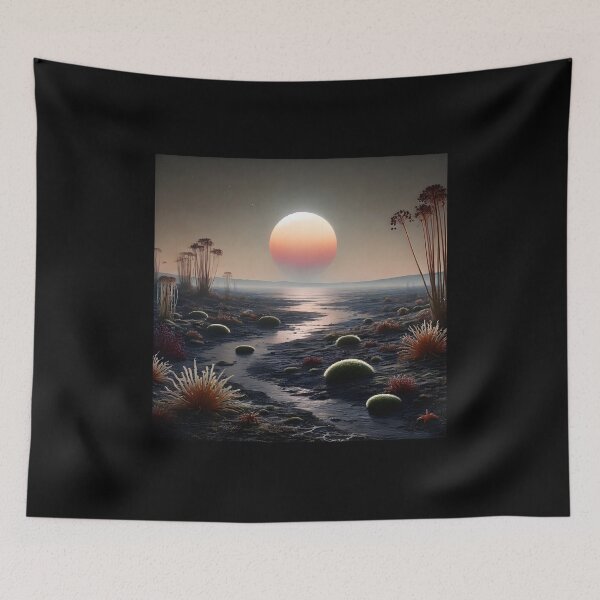 Item preview, Alien Sunset Landscape – Surreal Sci-Fi Extraterrestrial World designed and sold by EcstaticRegards.