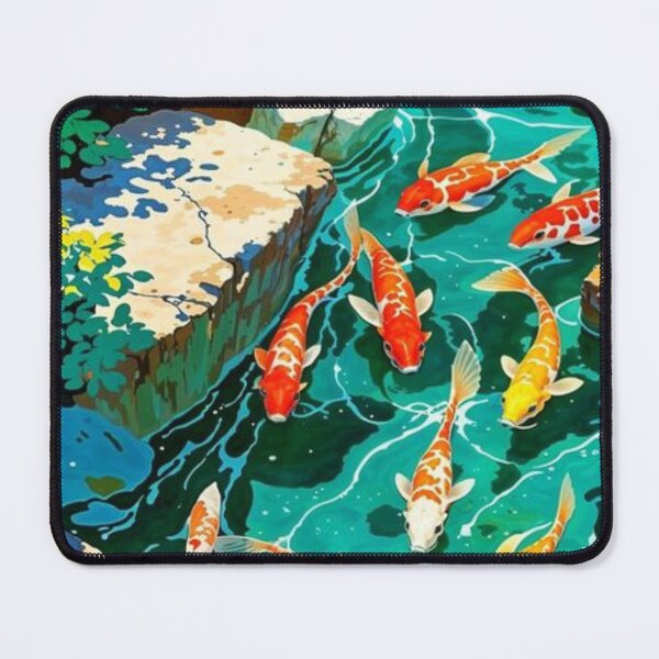 Artikelvorschau, Ruhiger Koiteich – Farbenfrohe japanische Kunstwerke mit Fischen und Seerosen entworfen und verkauft von Josinta.