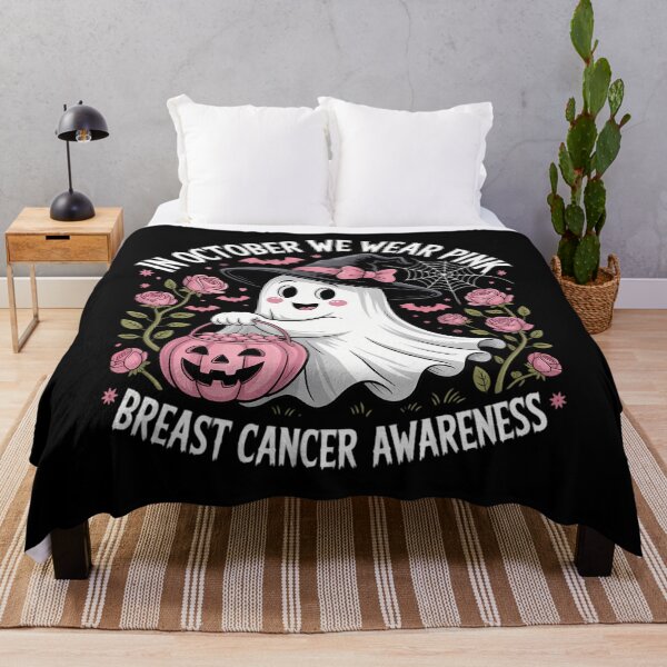Item preview, in October We Wear Pink Ghost Witch Breast Cancer Awareness designed and sold by tearbytea.