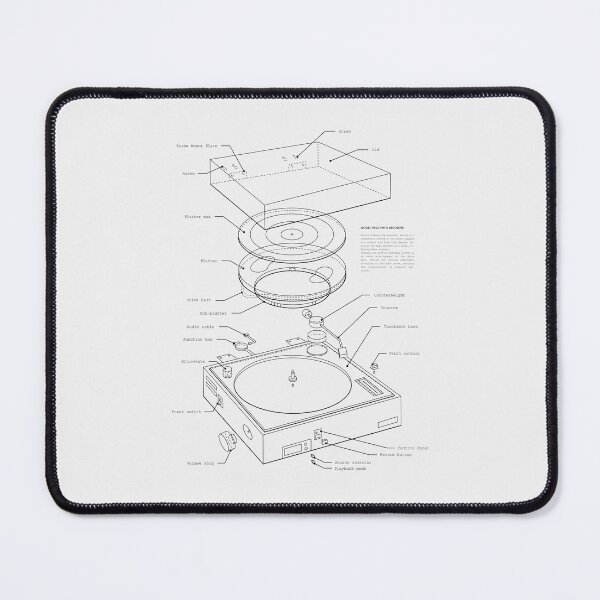Item preview, Retro Vinyl Player Technical Drawing – Music Lover Gift designed and sold by liloandart.
