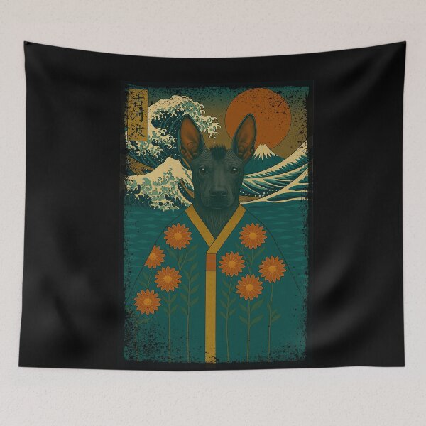 Item preview, Xoloitzcuintli Xolo Japanese Kanagawa Wave Kimono Dog Mom Dad Kids designed and sold by FurryHavenPH.