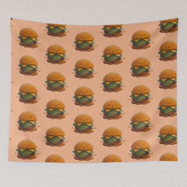 Item preview, Meditating Burger – Cute Kawaii Food Yoga designed and sold by SamartkitDesign.