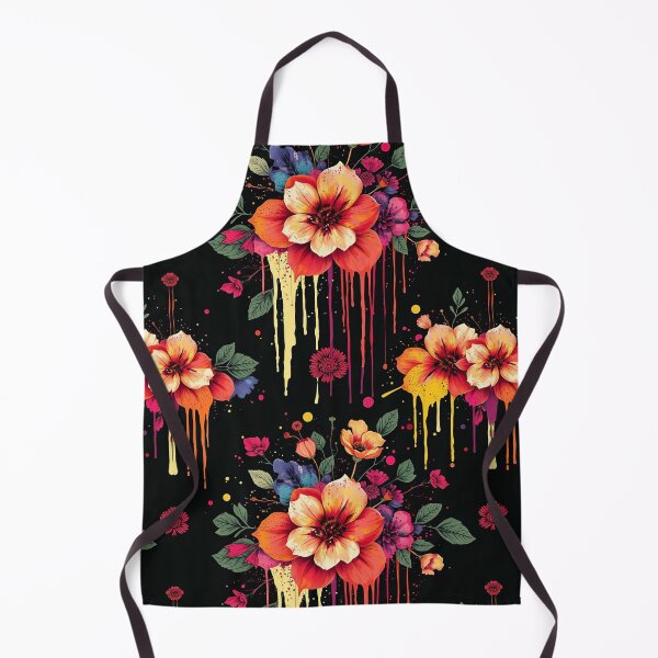 Item preview, Vivid Orange Flowers and Paint Splatter Seamless Pattern designed and sold by TheGaliyaStudio.