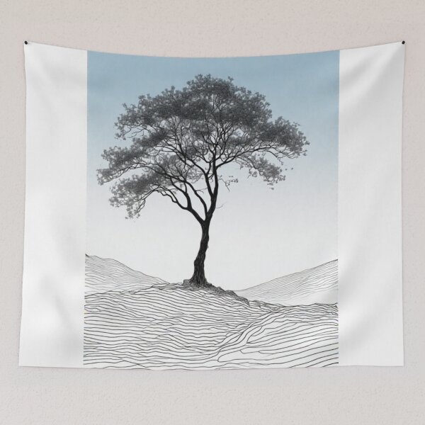 Item preview, Solitary Elegance: A Minimalist Tree in Line Art designed and sold by Virtuals1.