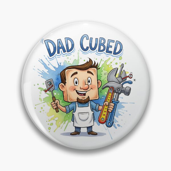 Item preview, DAD CUBED: Funny Watercolor Cartoon Dad with Tool & BBQ Mishap designed and sold by Sitred123.