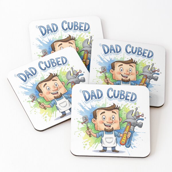 Item preview, DAD CUBED: Funny Watercolor Cartoon Dad with Tool & BBQ Mishap designed and sold by Sitred123.