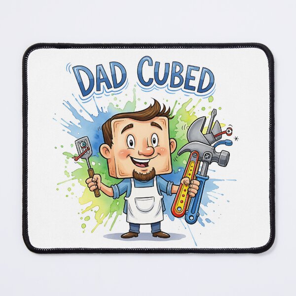 Item preview, DAD CUBED: Funny Watercolor Cartoon Dad with Tool & BBQ Mishap designed and sold by Sitred123.
