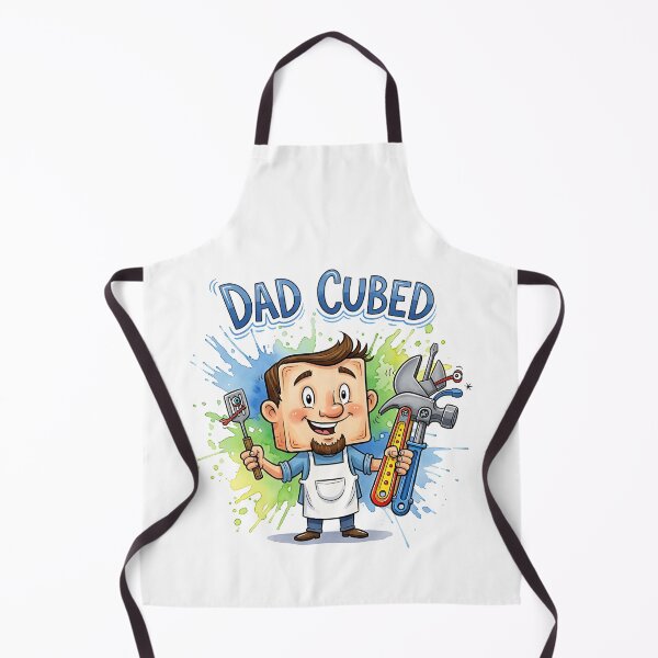 Item preview, DAD CUBED: Funny Watercolor Cartoon Dad with Tool & BBQ Mishap designed and sold by Sitred123.