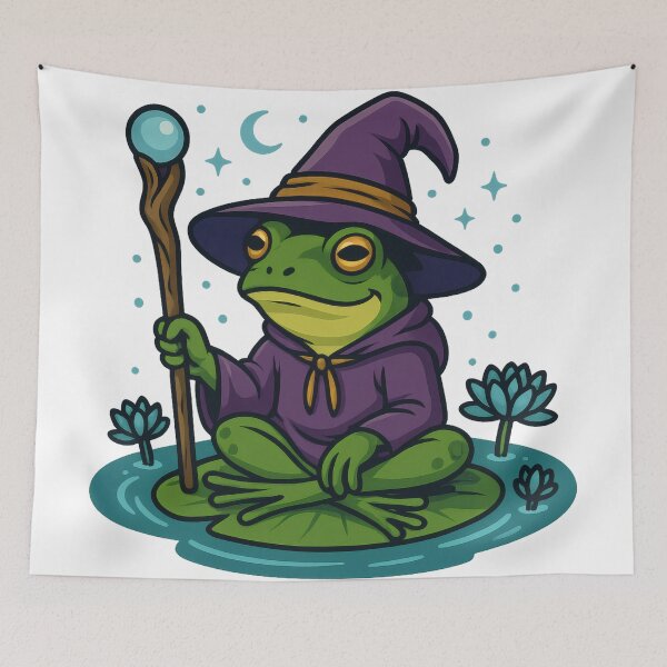 Item preview, Frogcore Fantasy – Wizard Frog on Lilypad Magical Pond designed and sold by Pure Nonsense.