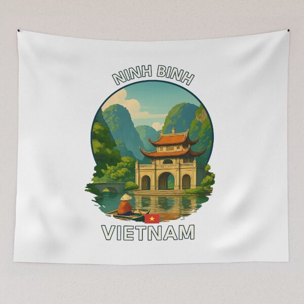 Item preview, Ninh Binh Province Vietnam - Iconic Asia Landmark Travel vacation destination souvenir art  designed and sold by inkNext.