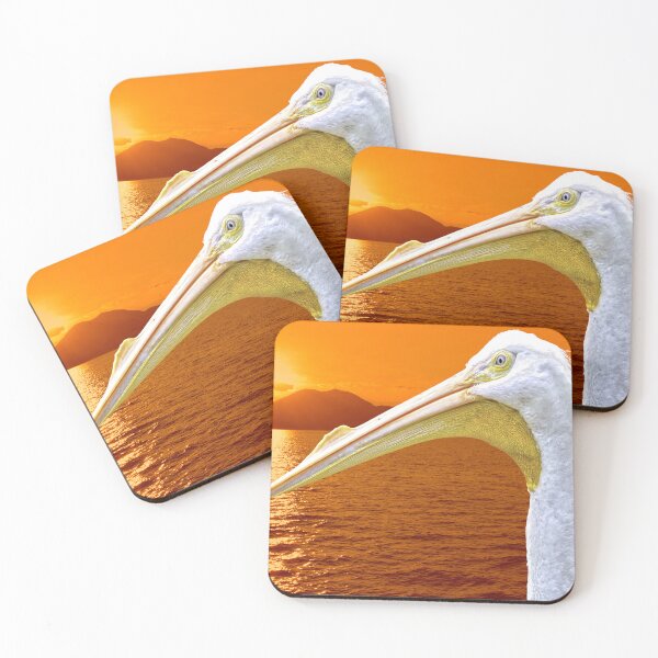 Item preview, American White Pelican sunset over Corfu town designed and sold by Peter Etchells.