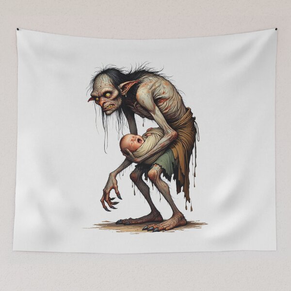 Item preview, Scary Folklore Horror Hobgoblin goblin character illustration designed and sold by Vintage Designs +.