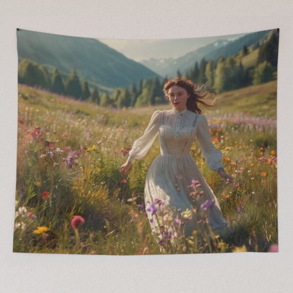 Aperçu de l'œuvre Whispers of the Meadow: Victorian Woman Artprint créée et vendue par BlareBlare.